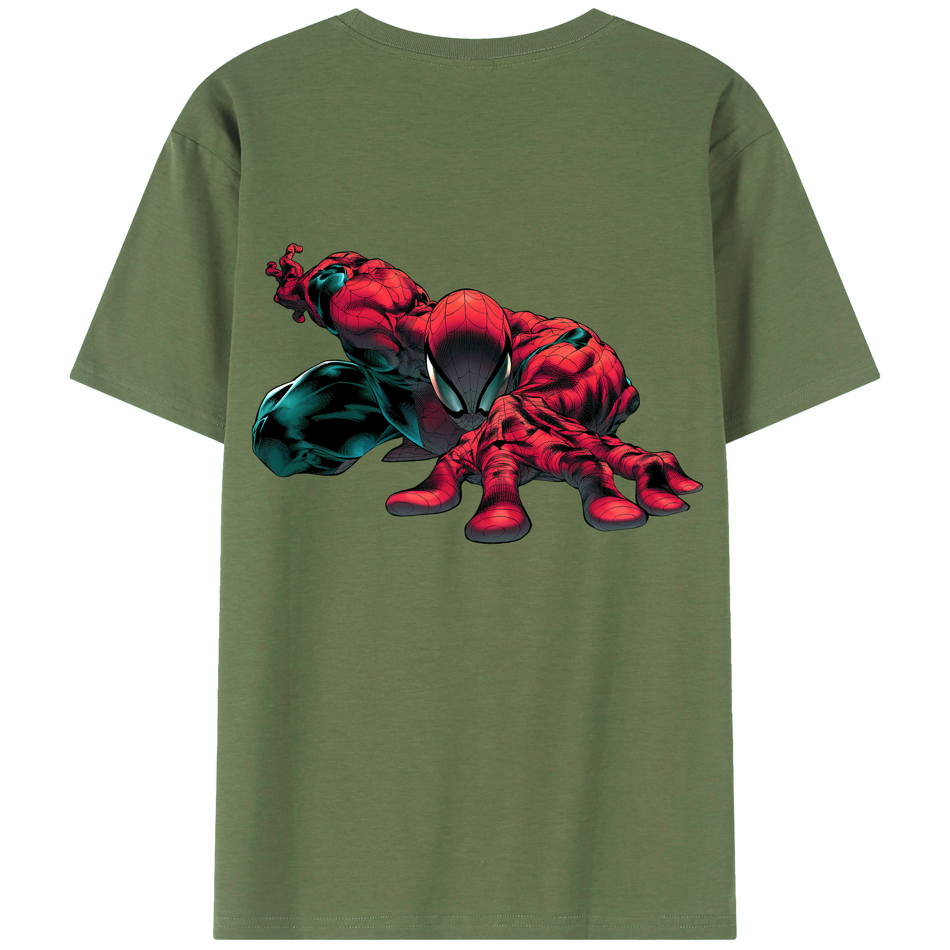（画像用） Spider Man スパイダーマン 綿100％ メンズ半袖Tシャツ（バックプリント） 通気性